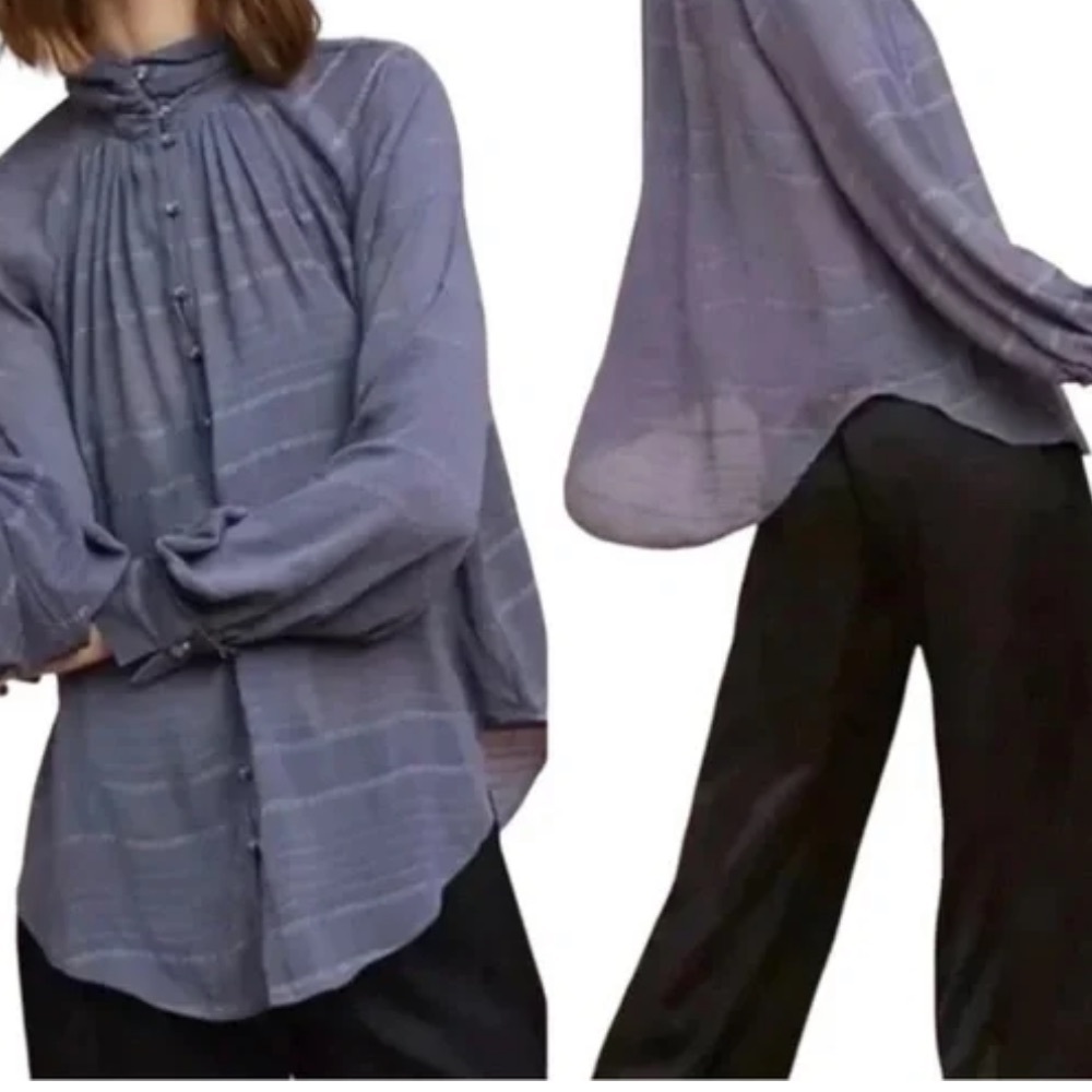 Anthropologie Top with Rhinestone Buttons